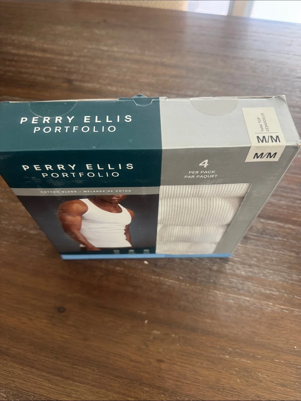Perry Ellis White Ribbed Tank Tops - 4 Pack